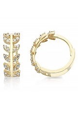 handsome gold branch leaves baby huggie earrings 